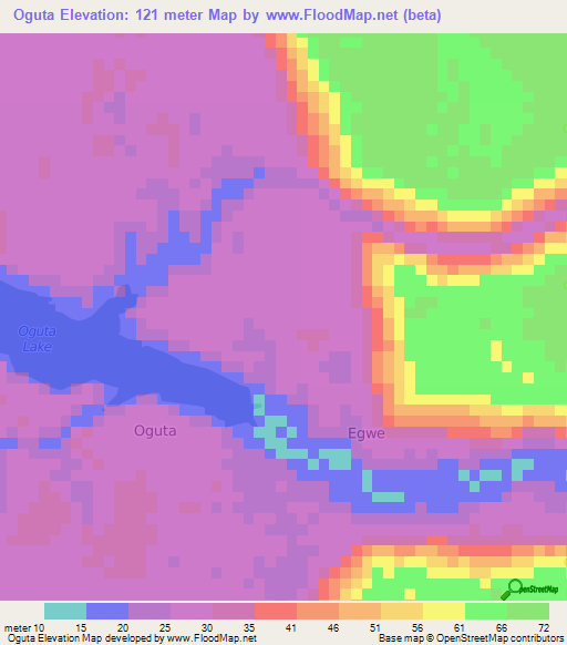 Oguta,Nigeria Elevation Map