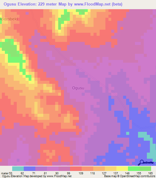 Ogusu,Nigeria Elevation Map