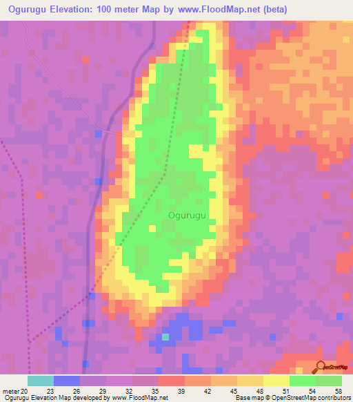 Ogurugu,Nigeria Elevation Map