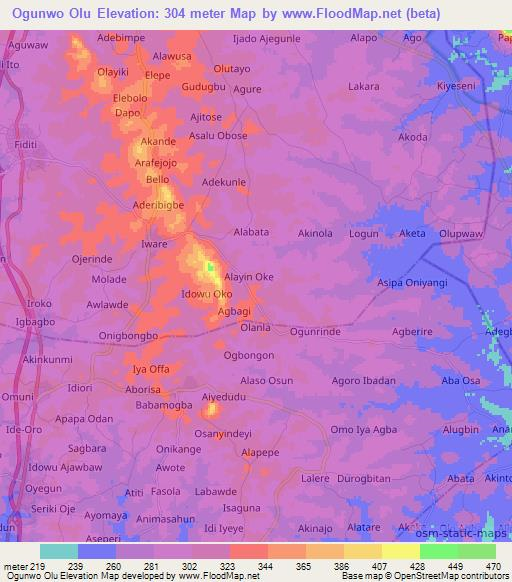 Ogunwo Olu,Nigeria Elevation Map