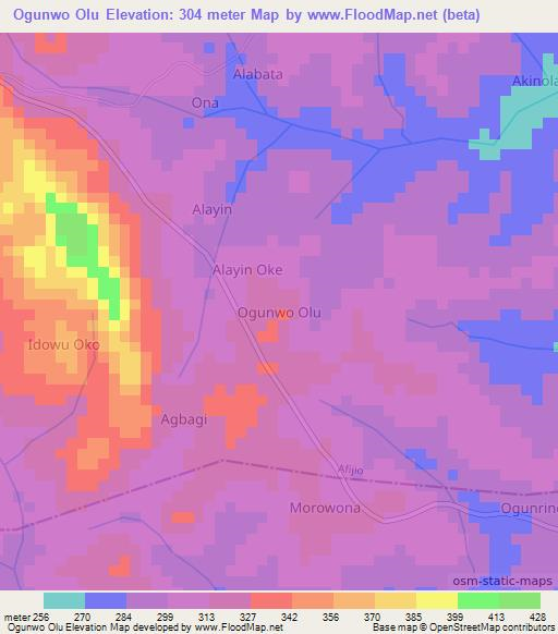 Ogunwo Olu,Nigeria Elevation Map