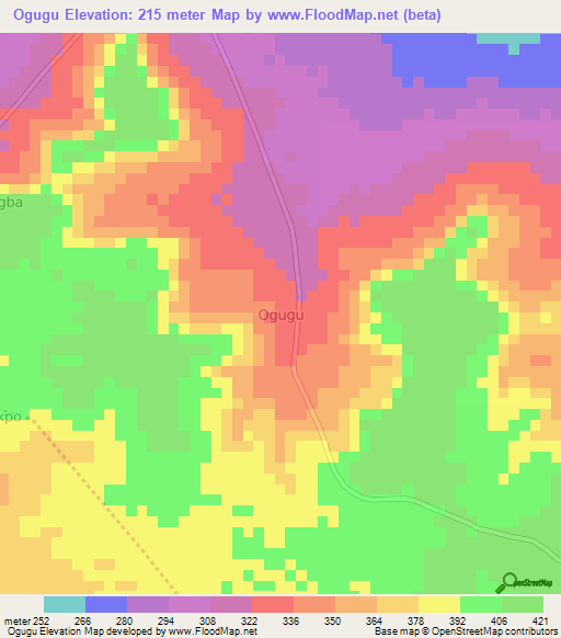 Ogugu,Nigeria Elevation Map