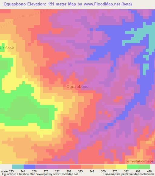 Oguaobono,Nigeria Elevation Map