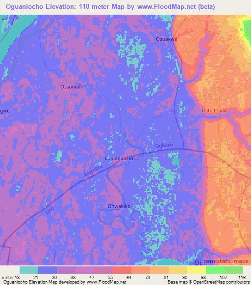 Oguaniocho,Nigeria Elevation Map