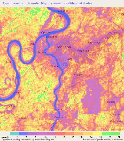 Ogu,Nigeria Elevation Map