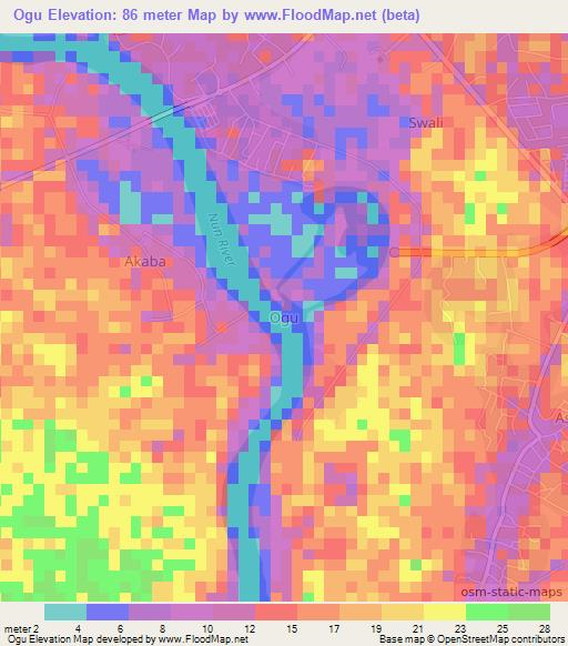 Ogu,Nigeria Elevation Map