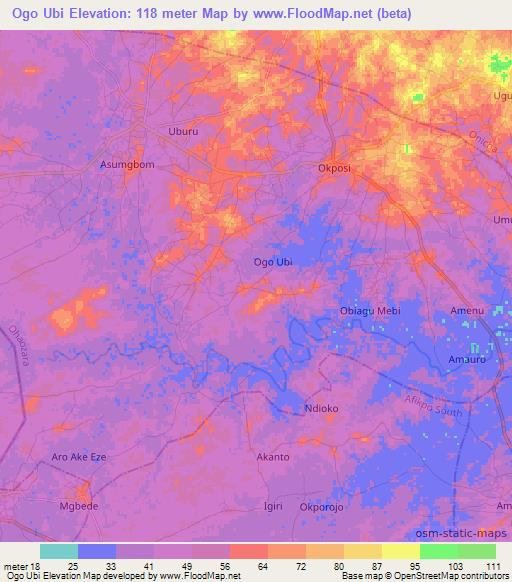 Ogo Ubi,Nigeria Elevation Map