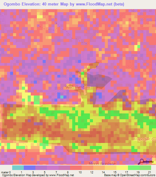 Ogombo,Nigeria Elevation Map