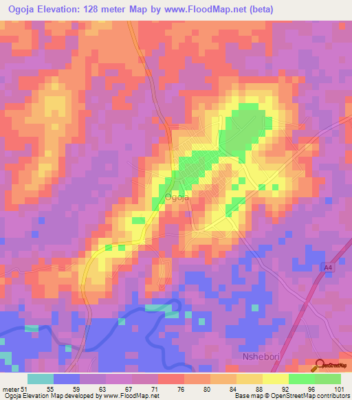 Ogoja,Nigeria Elevation Map