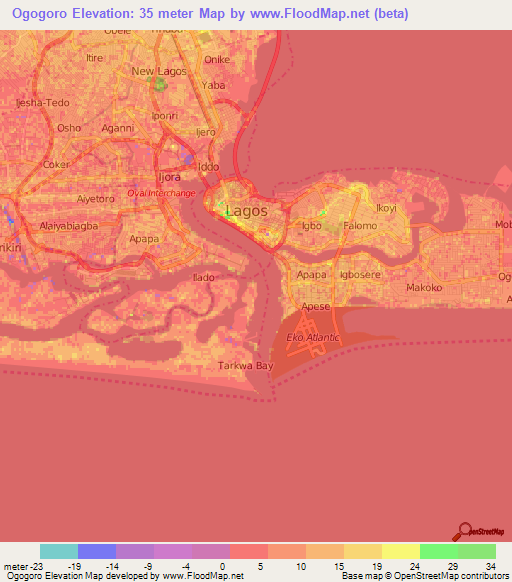 Ogogoro,Nigeria Elevation Map