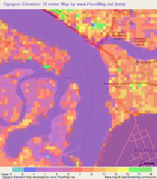 Ogogoro,Nigeria Elevation Map