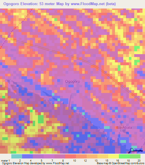 Ogogoro,Nigeria Elevation Map