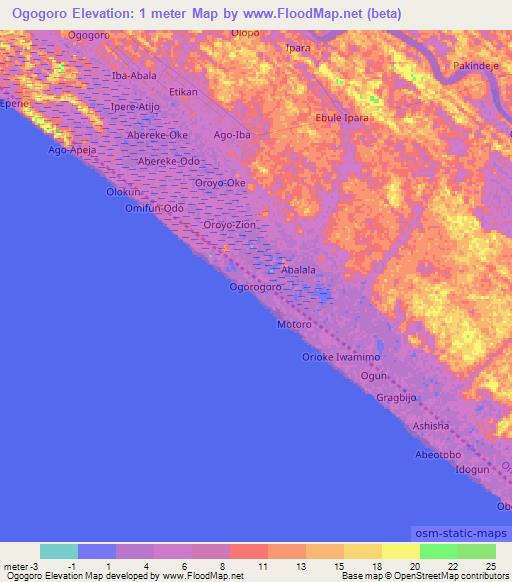 Ogogoro,Nigeria Elevation Map