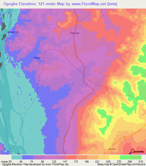 Ogogba,Nigeria Elevation Map