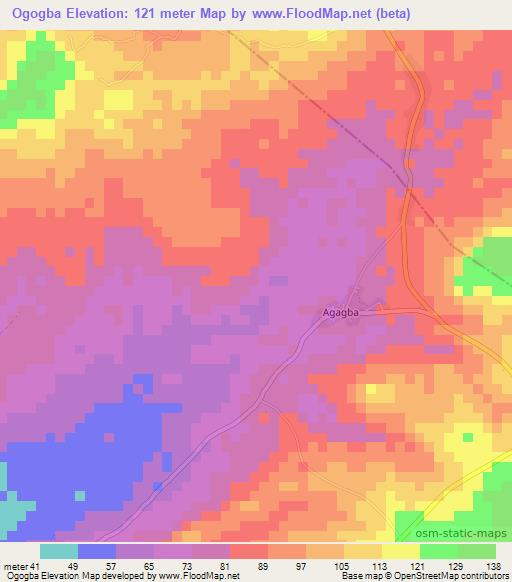 Ogogba,Nigeria Elevation Map