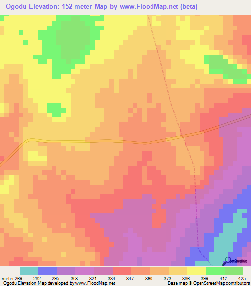 Ogodu,Nigeria Elevation Map