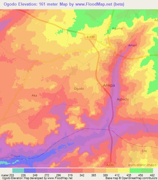 Ogodo,Nigeria Elevation Map