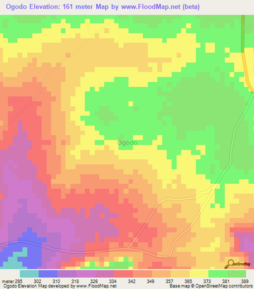 Ogodo,Nigeria Elevation Map