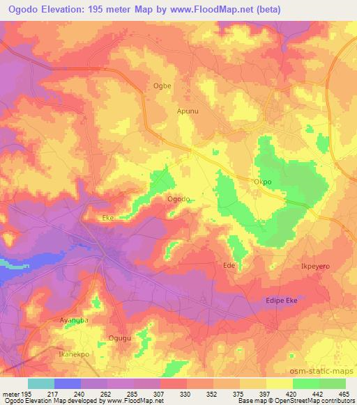 Ogodo,Nigeria Elevation Map