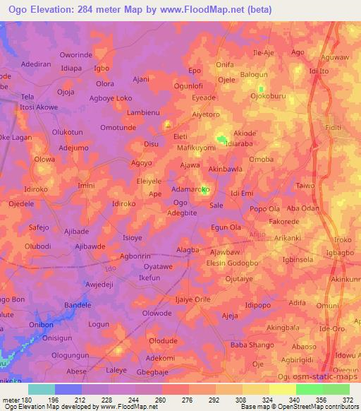 Ogo,Nigeria Elevation Map