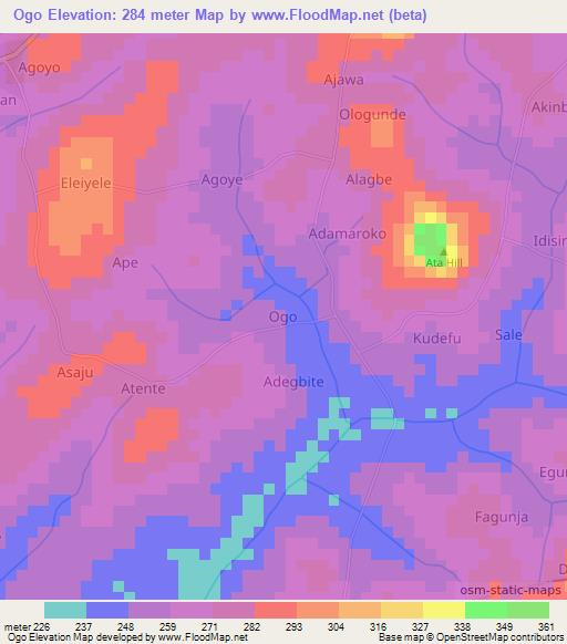 Ogo,Nigeria Elevation Map