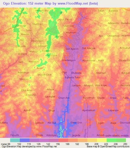 Ogo,Nigeria Elevation Map