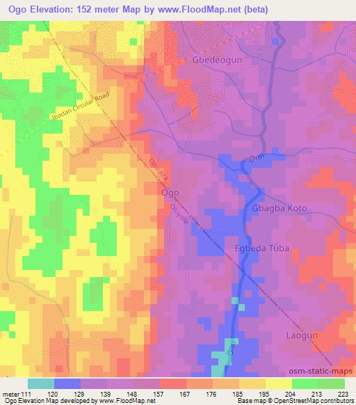 Ogo,Nigeria Elevation Map