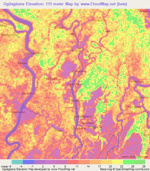 Ogilagbene,Nigeria Elevation Map