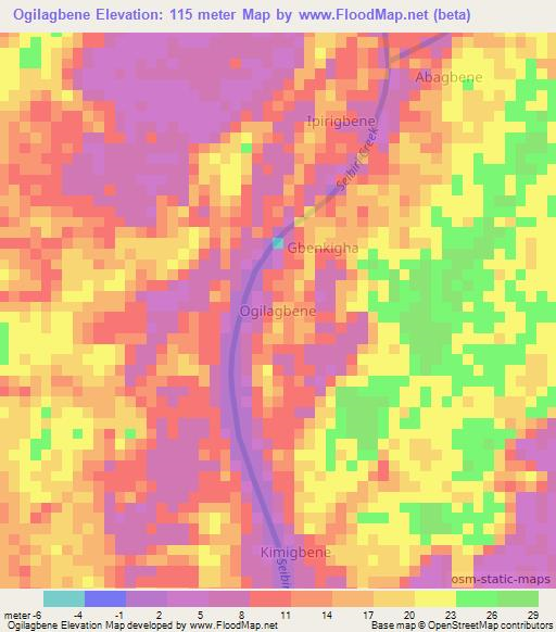 Ogilagbene,Nigeria Elevation Map