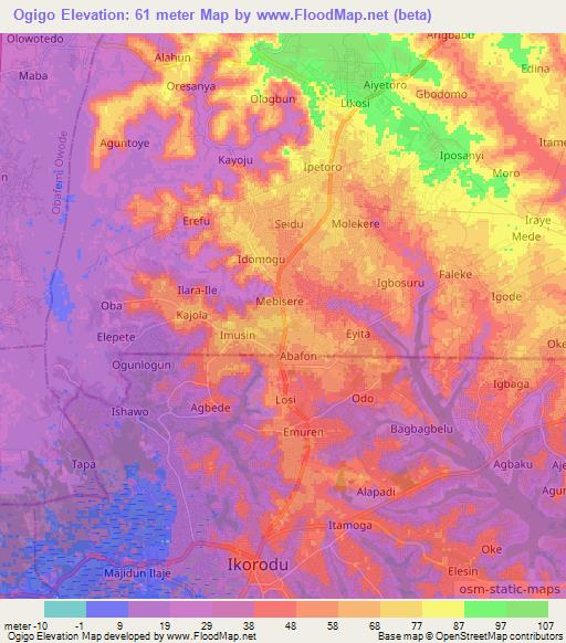 Ogigo,Nigeria Elevation Map