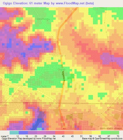 Ogigo,Nigeria Elevation Map