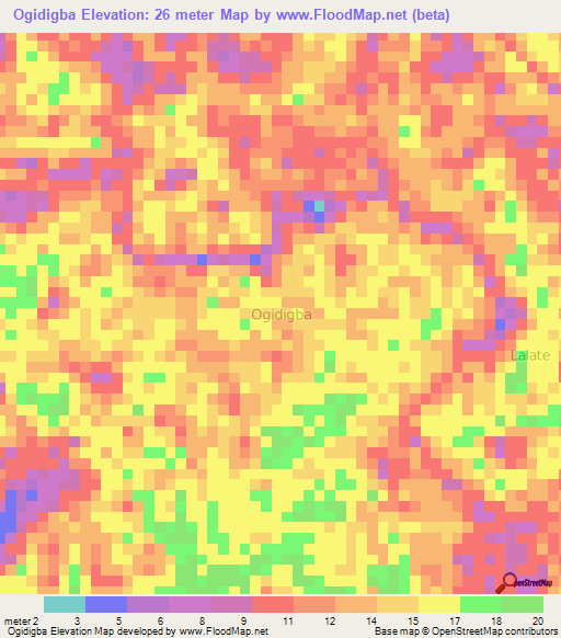 Ogidigba,Nigeria Elevation Map