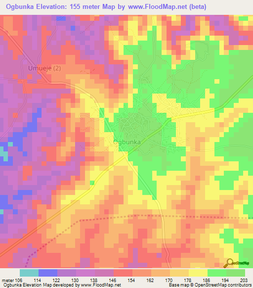 Ogbunka,Nigeria Elevation Map