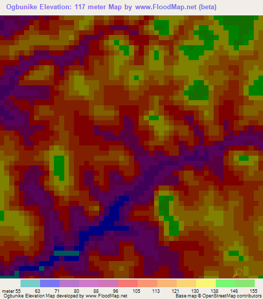 Ogbunike,Nigeria Elevation Map