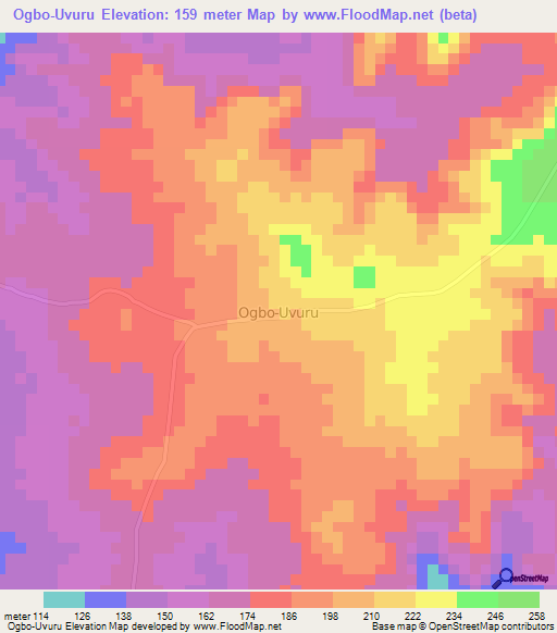 Ogbo-Uvuru,Nigeria Elevation Map