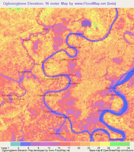 Ogbonogbene,Nigeria Elevation Map