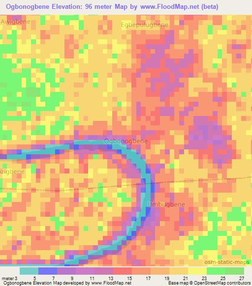 Ogbonogbene,Nigeria Elevation Map