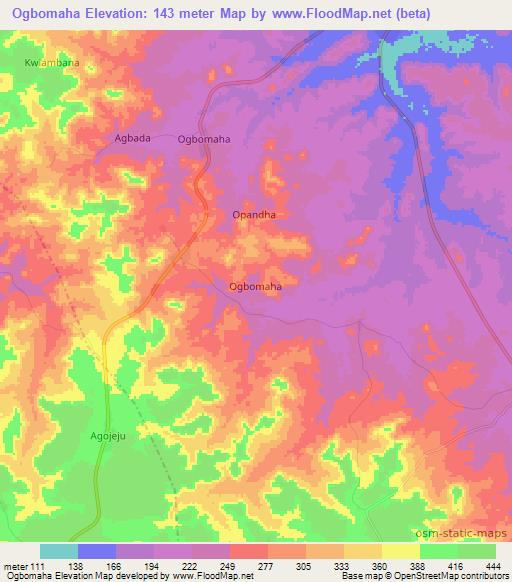 Ogbomaha,Nigeria Elevation Map