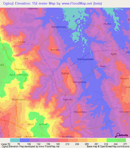 Ogboji,Nigeria Elevation Map