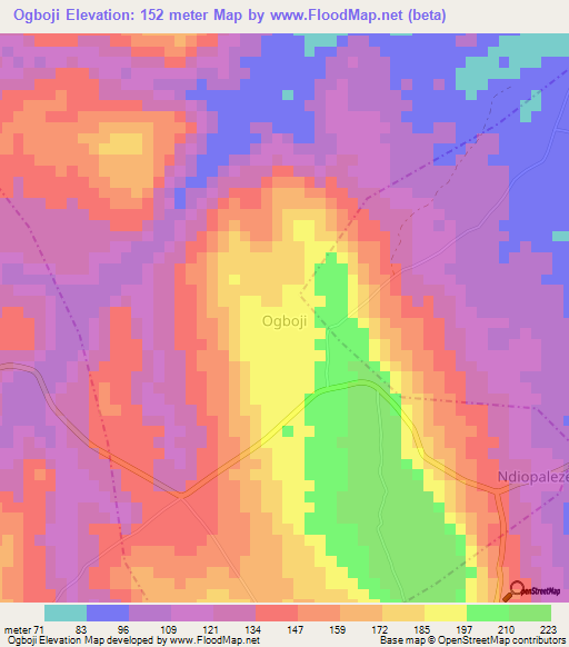 Ogboji,Nigeria Elevation Map