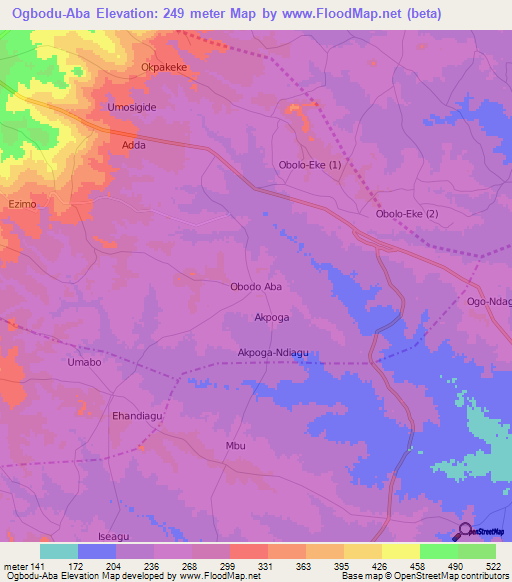 Ogbodu-Aba,Nigeria Elevation Map