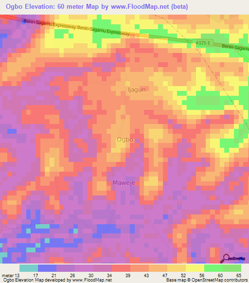 Ogbo,Nigeria Elevation Map