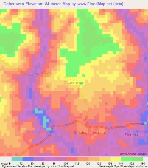 Ogberuwen,Nigeria Elevation Map