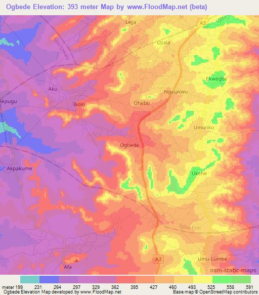 Ogbede,Nigeria Elevation Map