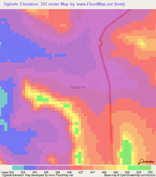 Ogbede,Nigeria Elevation Map