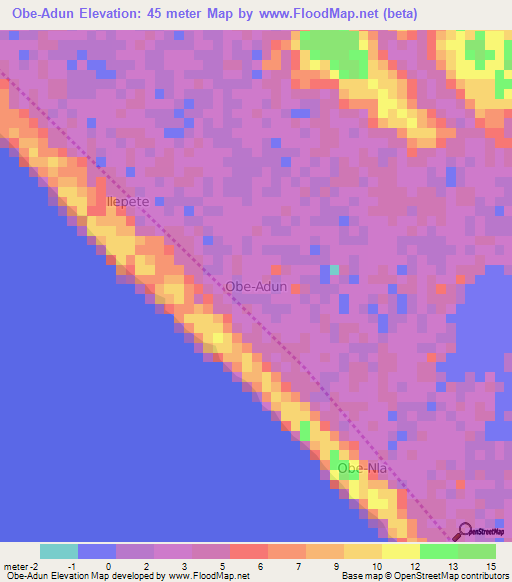 Obe-Adun,Nigeria Elevation Map