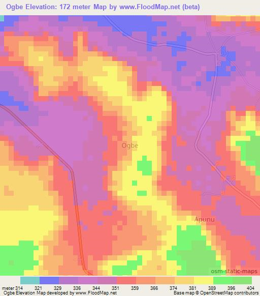 Ogbe,Nigeria Elevation Map