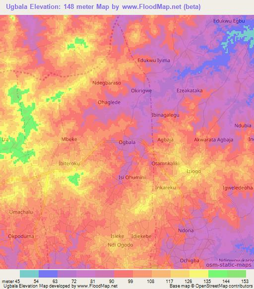 Ugbala,Nigeria Elevation Map