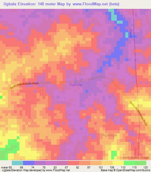 Ugbala,Nigeria Elevation Map