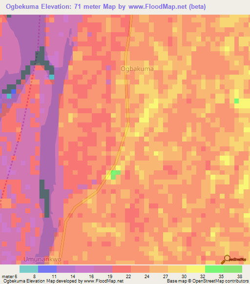 Ogbekuma,Nigeria Elevation Map